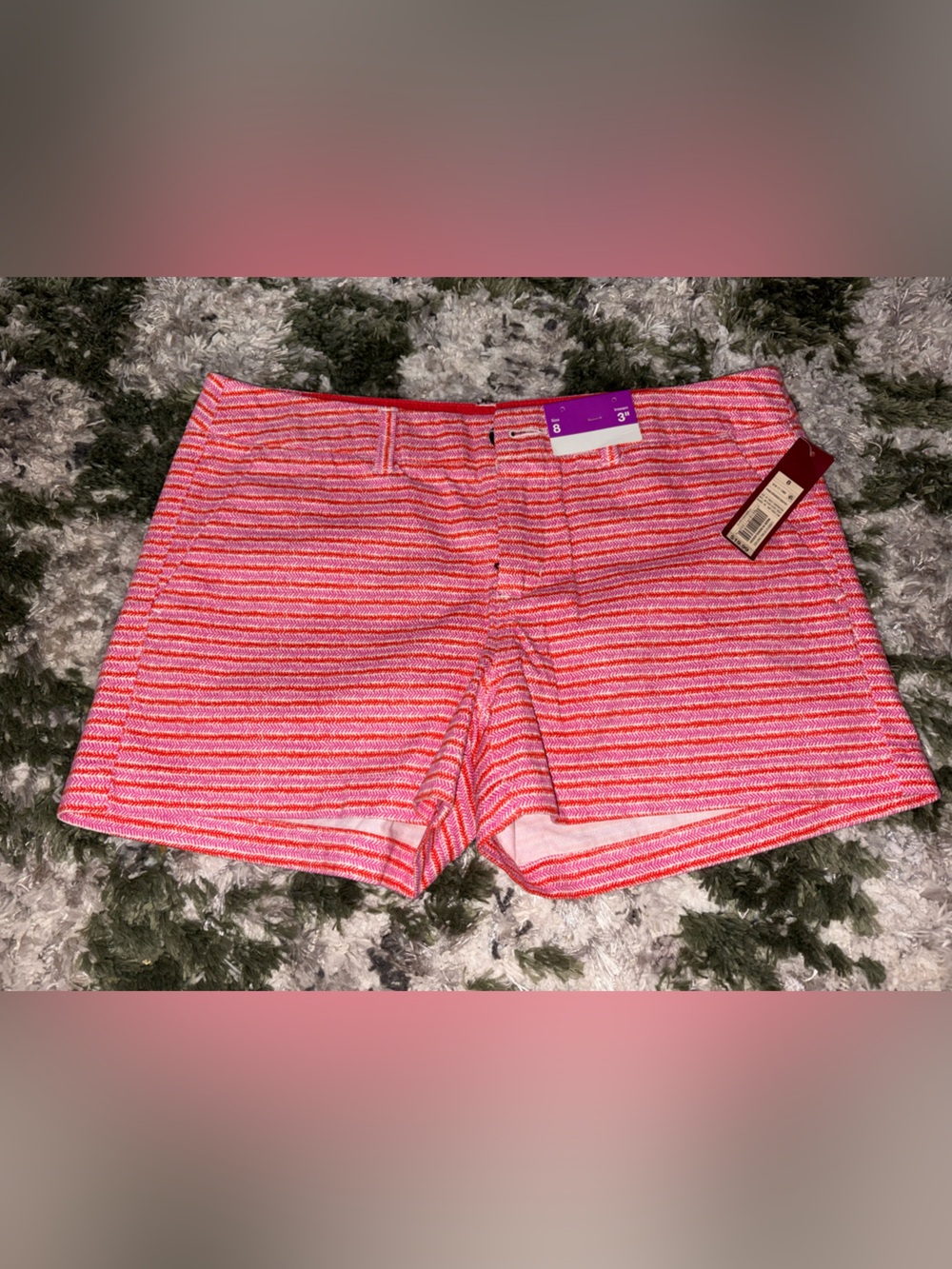 Merona Pink and White Striped Women’s Bermuda Shorts